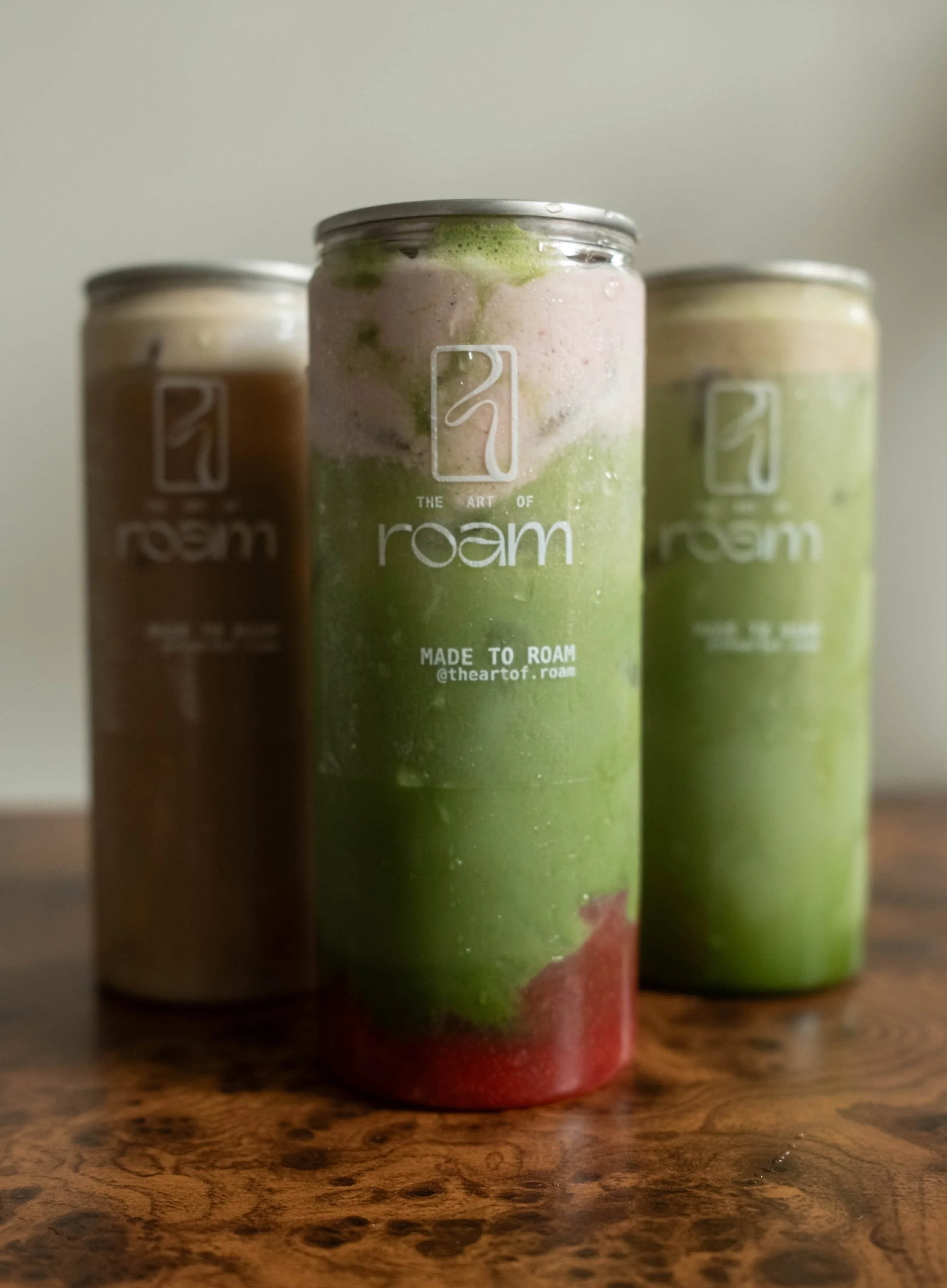 The Art of Roam freshly canned coffee and matcha beverages for Los Angeles delivery