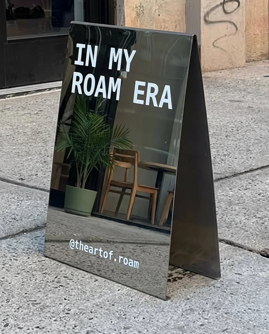 The Art of Roam event signage for mobile coffee catering in Century City