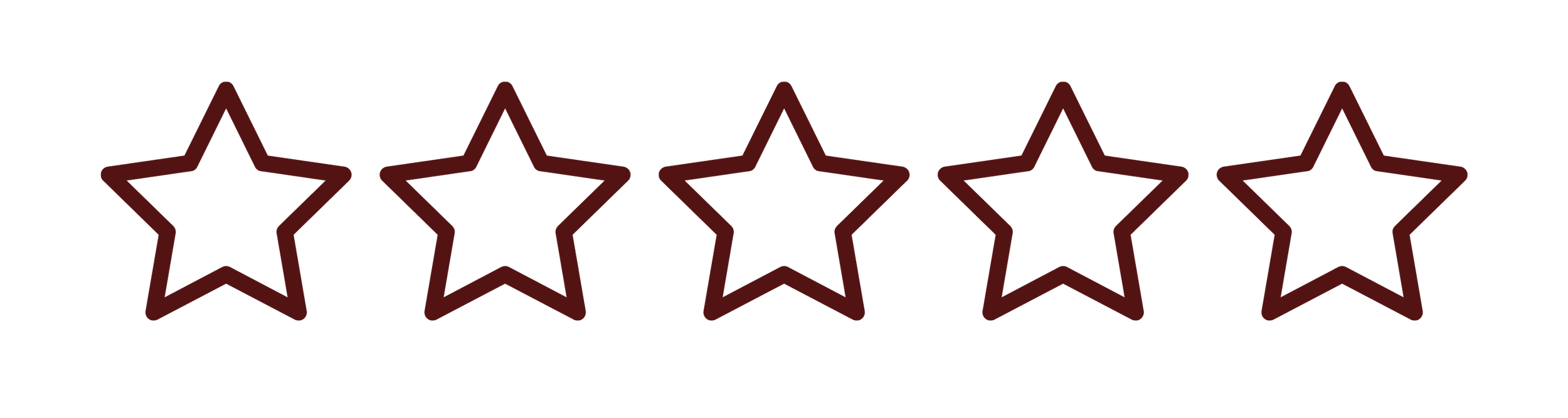 Six empty red star outlines on a black background.