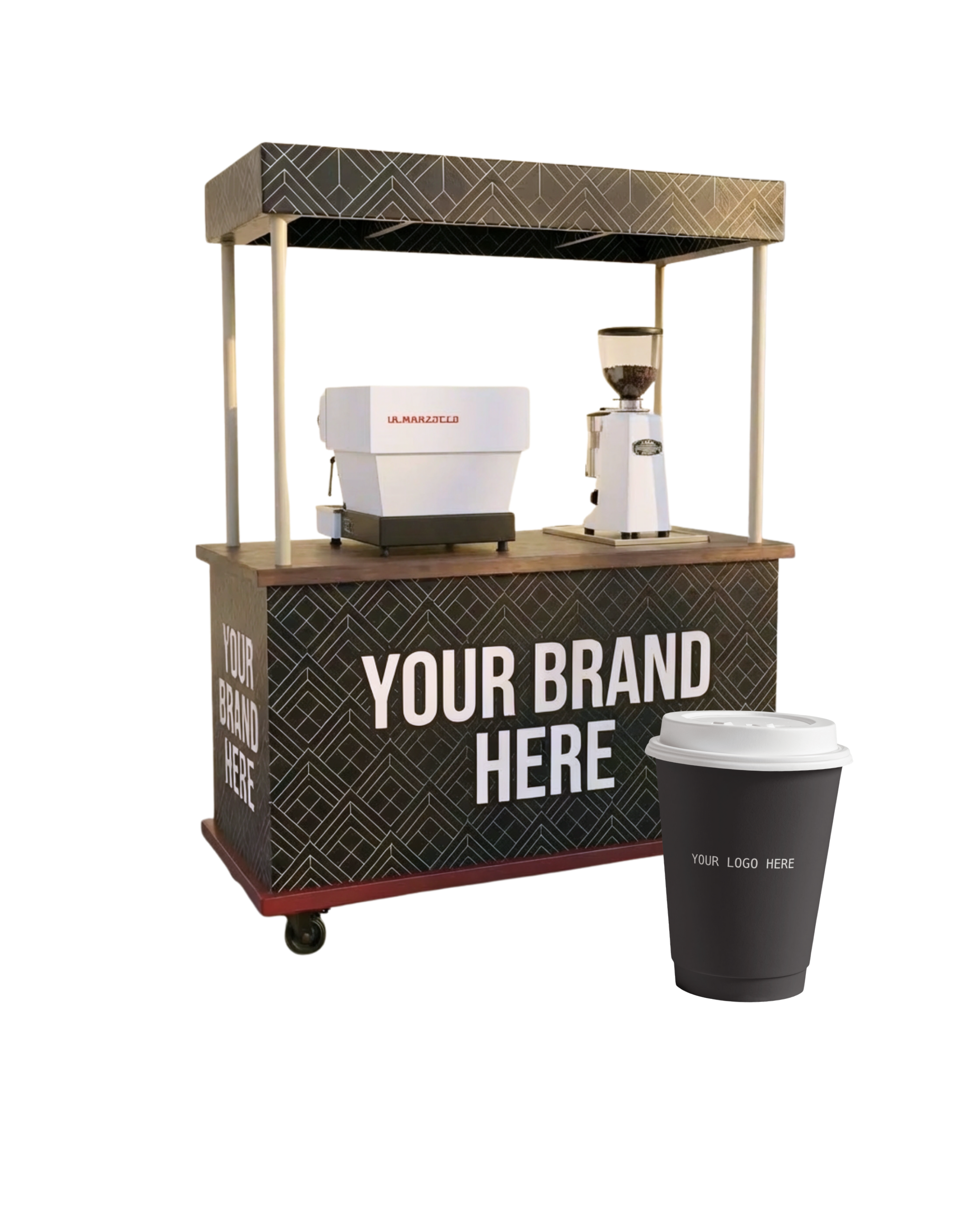 Fully branded custom mobile beverage cart by The Art of Roam