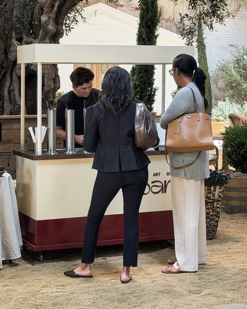 Guests ordering from The Art of Roam mobile coffee and matcha cart in Los Angeles