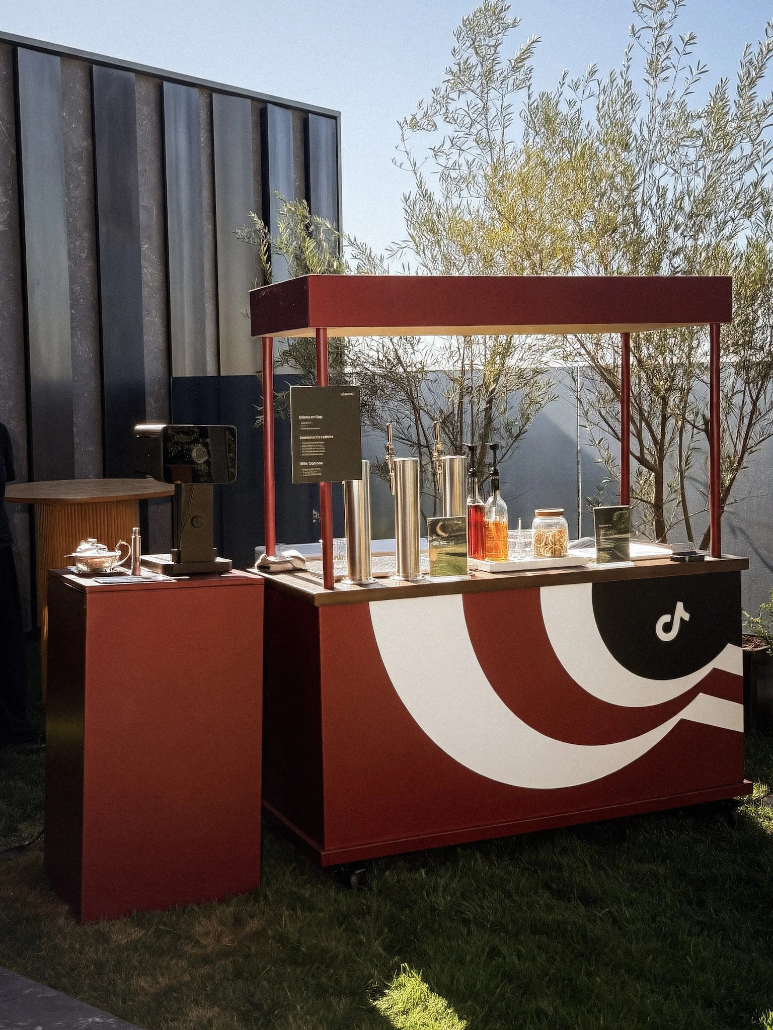Custom-branded mobile matcha cart for a brand activation event in Los Angeles.