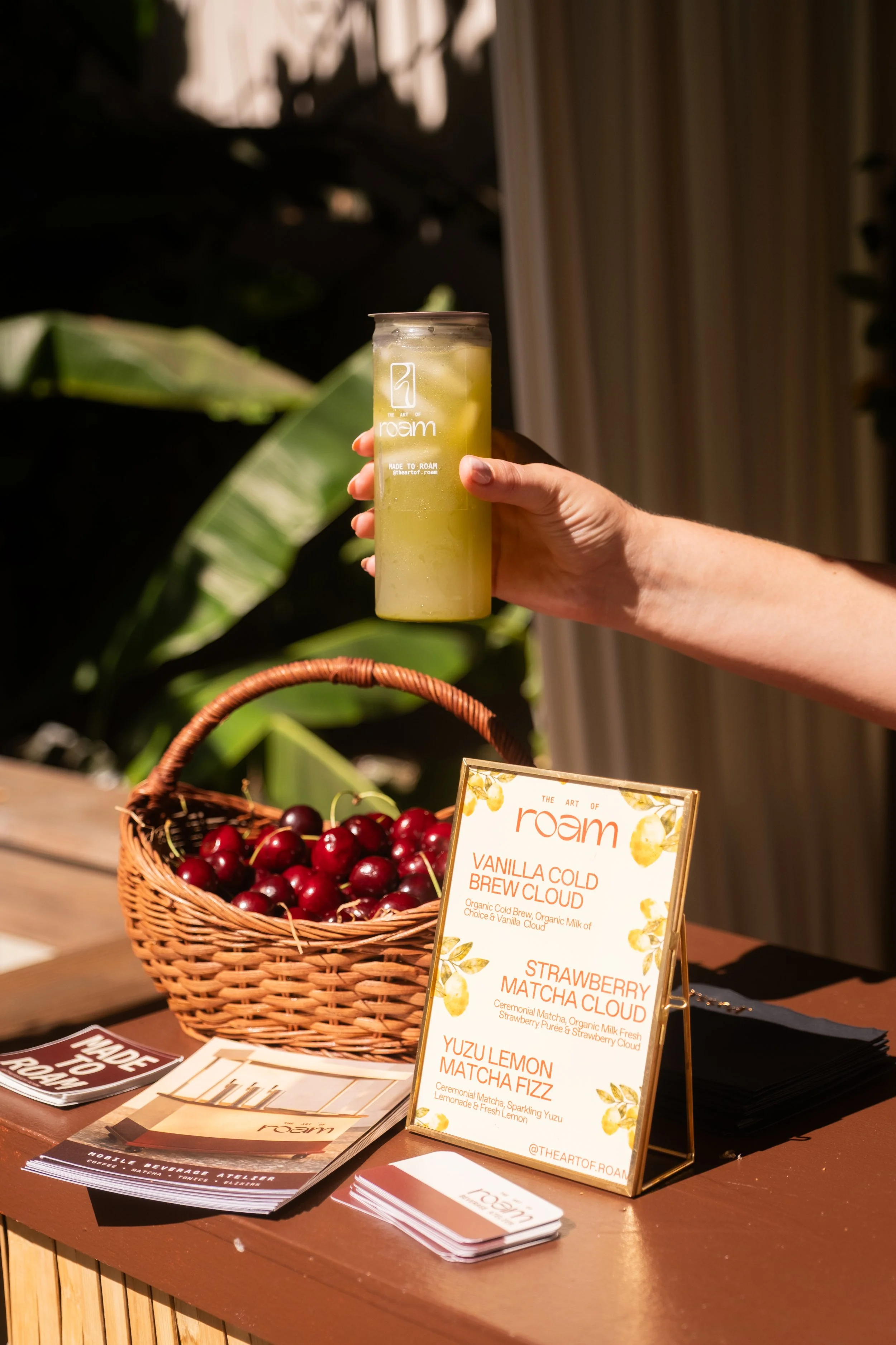 Handcrafted Roam matcha served at a Posse LA influencer event in Los Angeles.