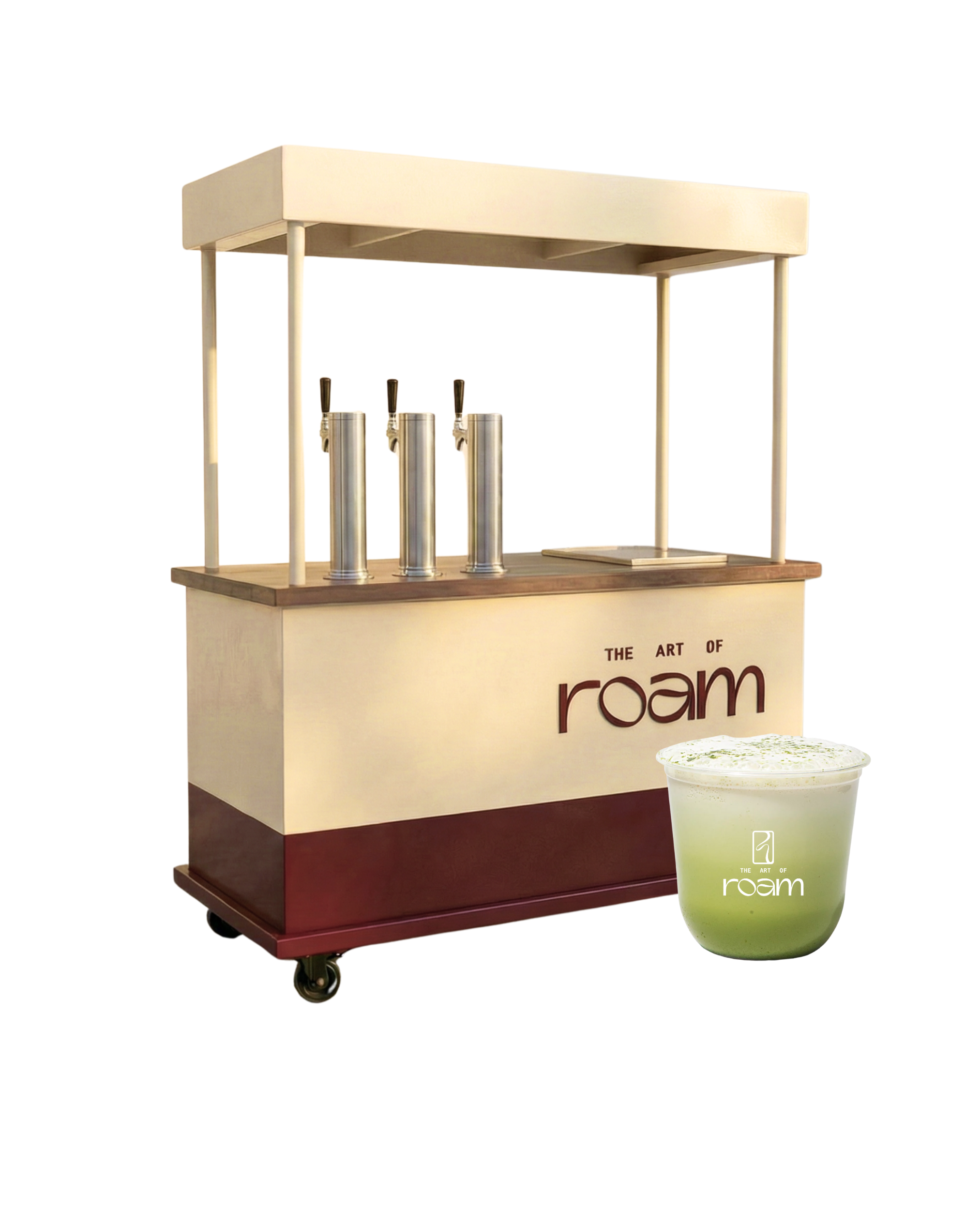 Cold brew and matcha draft tap cart by The Art of Roam