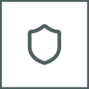 A black icon of a shield inside a black rectangle, representing security or protection.