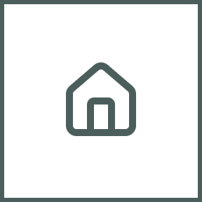 Icon of a house with a pitched roof, a door in the center, on a black background.