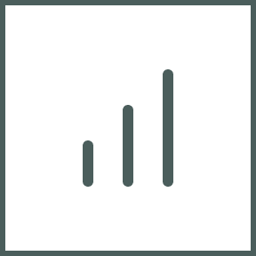 A bar chart with three vertical bars of increasing height from left to right.