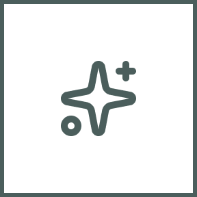 Icon of a Plus sign inside a sparkling star shape with a small circle below it.