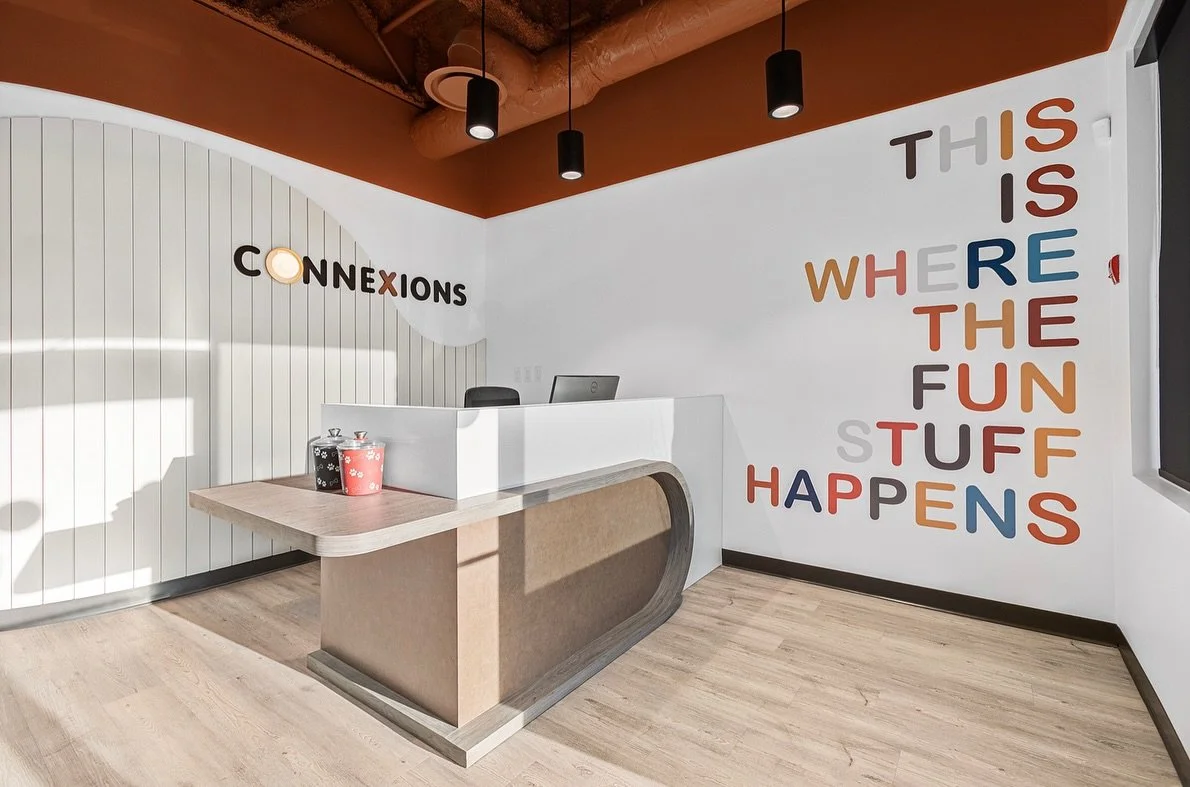 The photos are finally complete for this bright, welcoming clinic designed for my wonderful client, Dr. Jennifer Webster, an animal chiropractor. In addition to her work with animals, she also practices human chiropractic care in a separate clinic. T