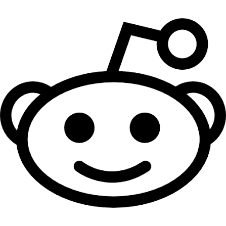 Reddit logo, a stylized smiling alien face with a single antenna.