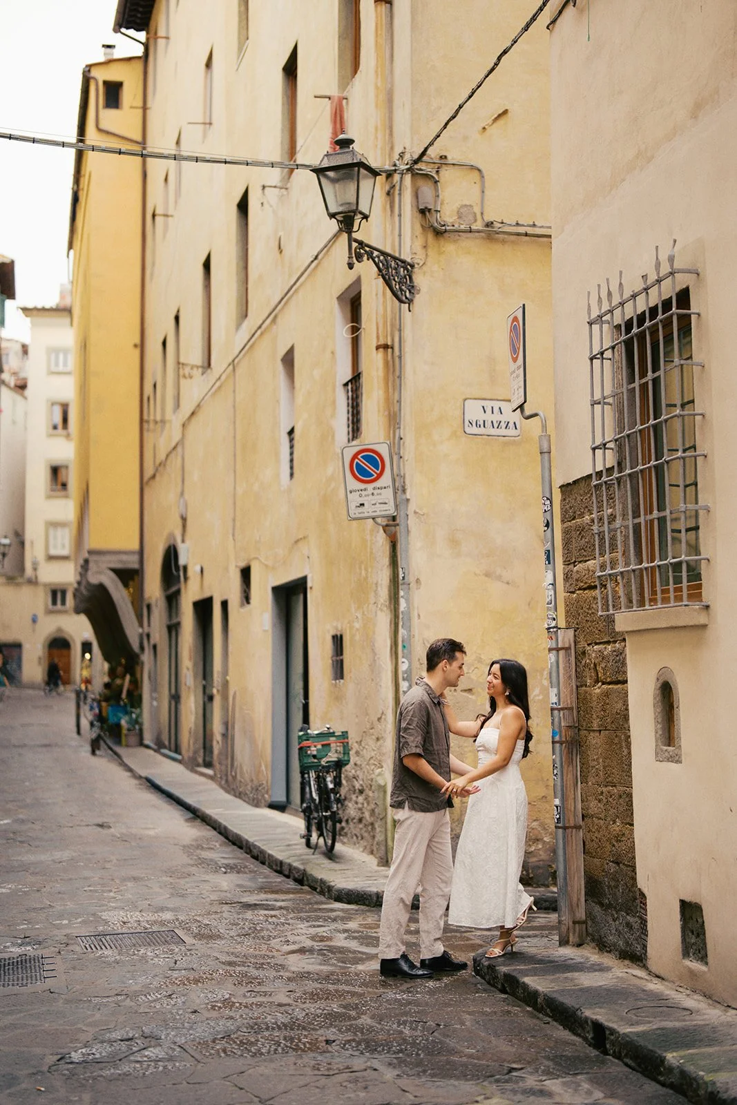 couple photoshoot in historic streets of florence, italy