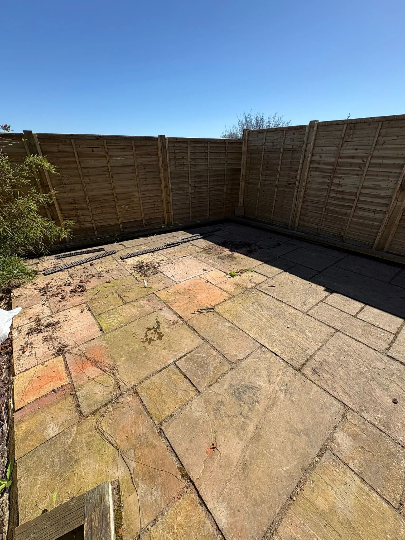 Before photo dirty patio not looking very good, needs cleaning, pressure washing