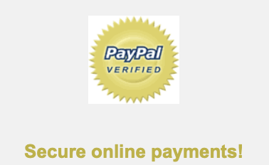 PayPal Verified badge with the text 'Secure online payments!'