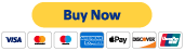 A yellow button labeled 'Buy Now' with icons for Visa, MasterCard, American Express, Apple Pay, and Discover.