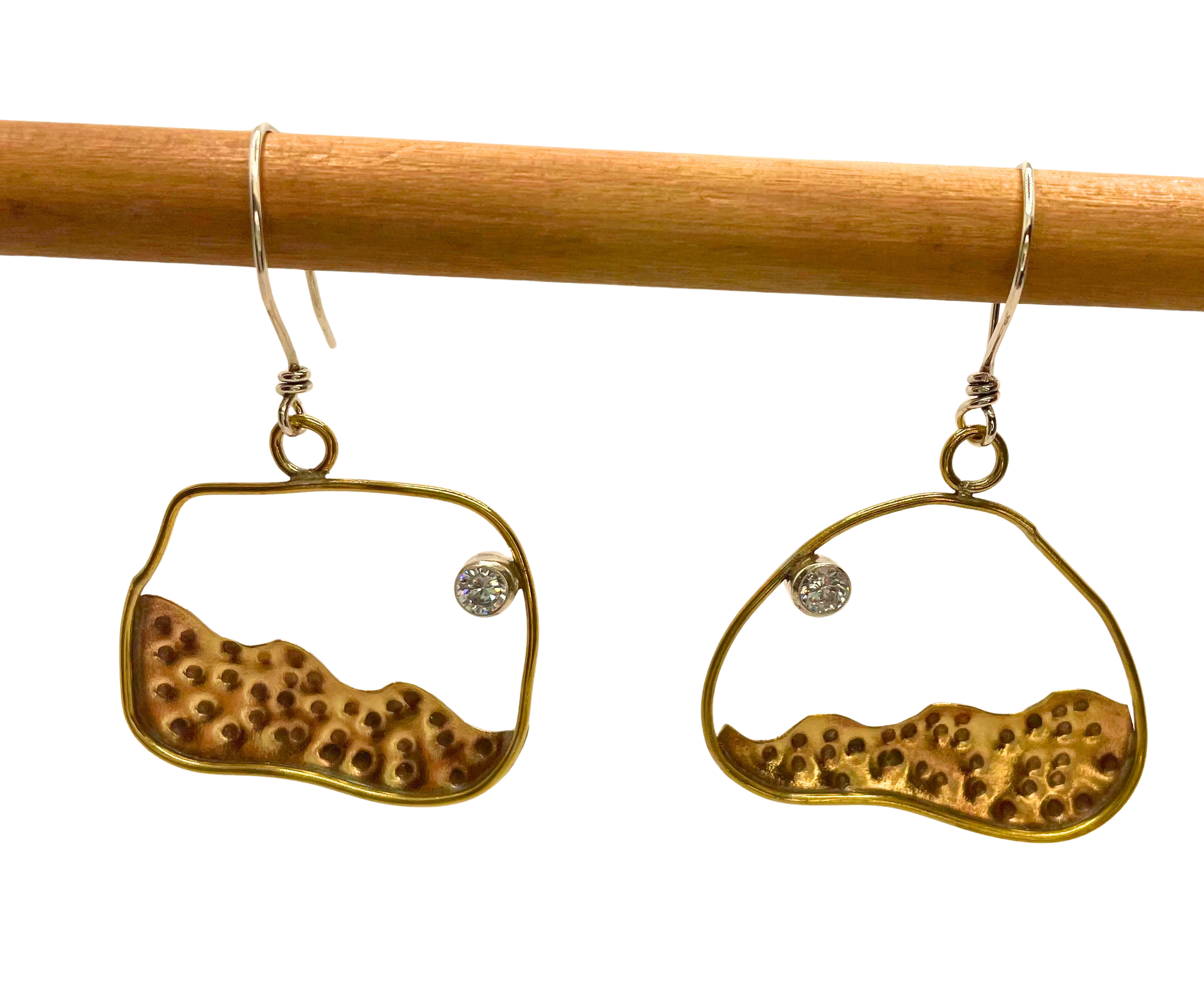 Abstract Brass Earrings with texture