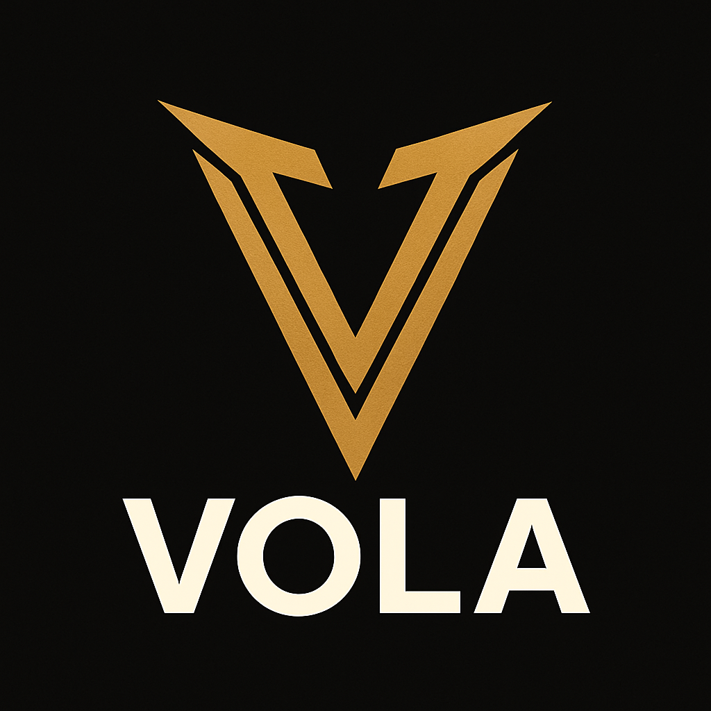 Golden Vola logo with black background