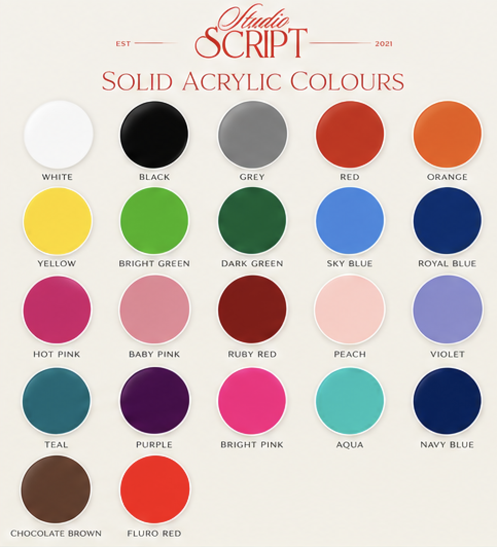 Studio Script Co solid acrylic colours