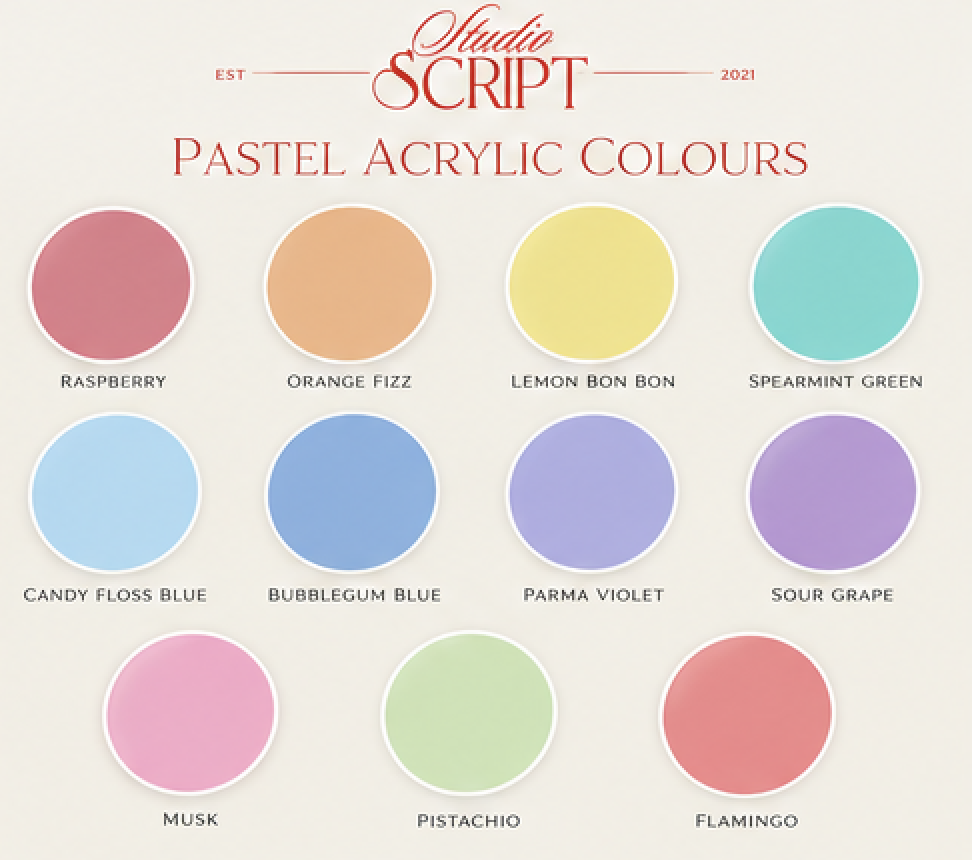 Studio Script Co pastel acrylic colours
