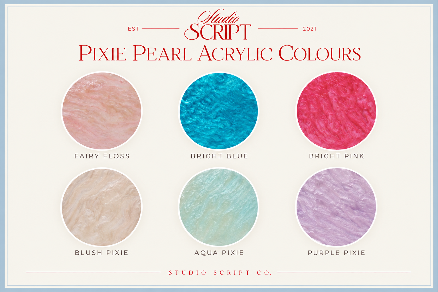 Studio Script Co pearl acrylic colours