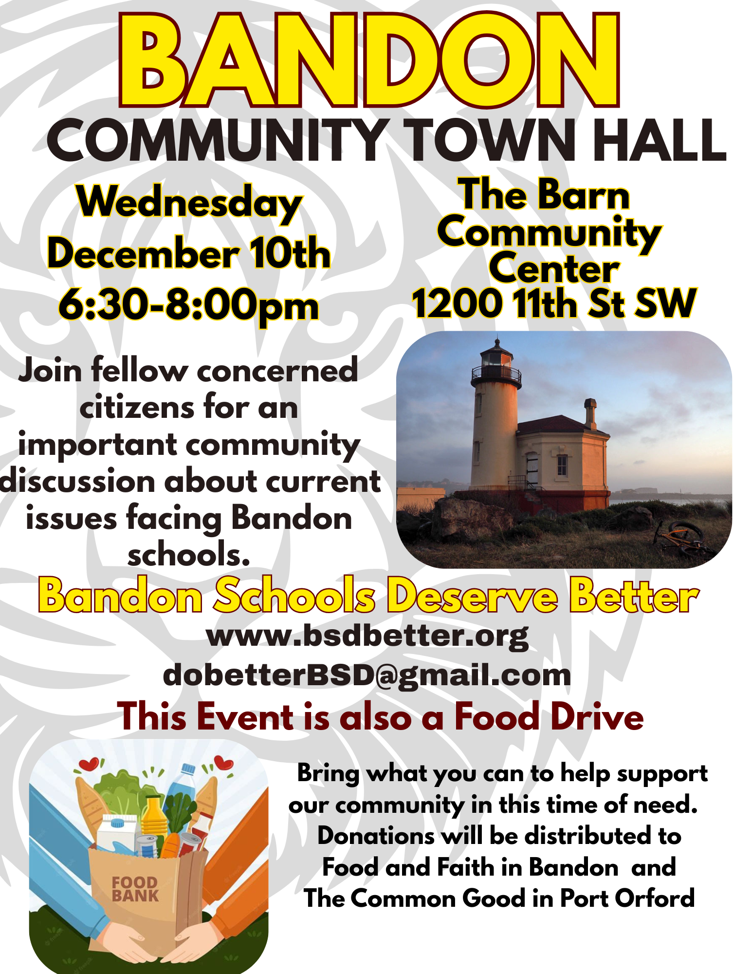 Bandon CommunityTown Hall - December 10th, 2025, from 6:30 to 8 pm!