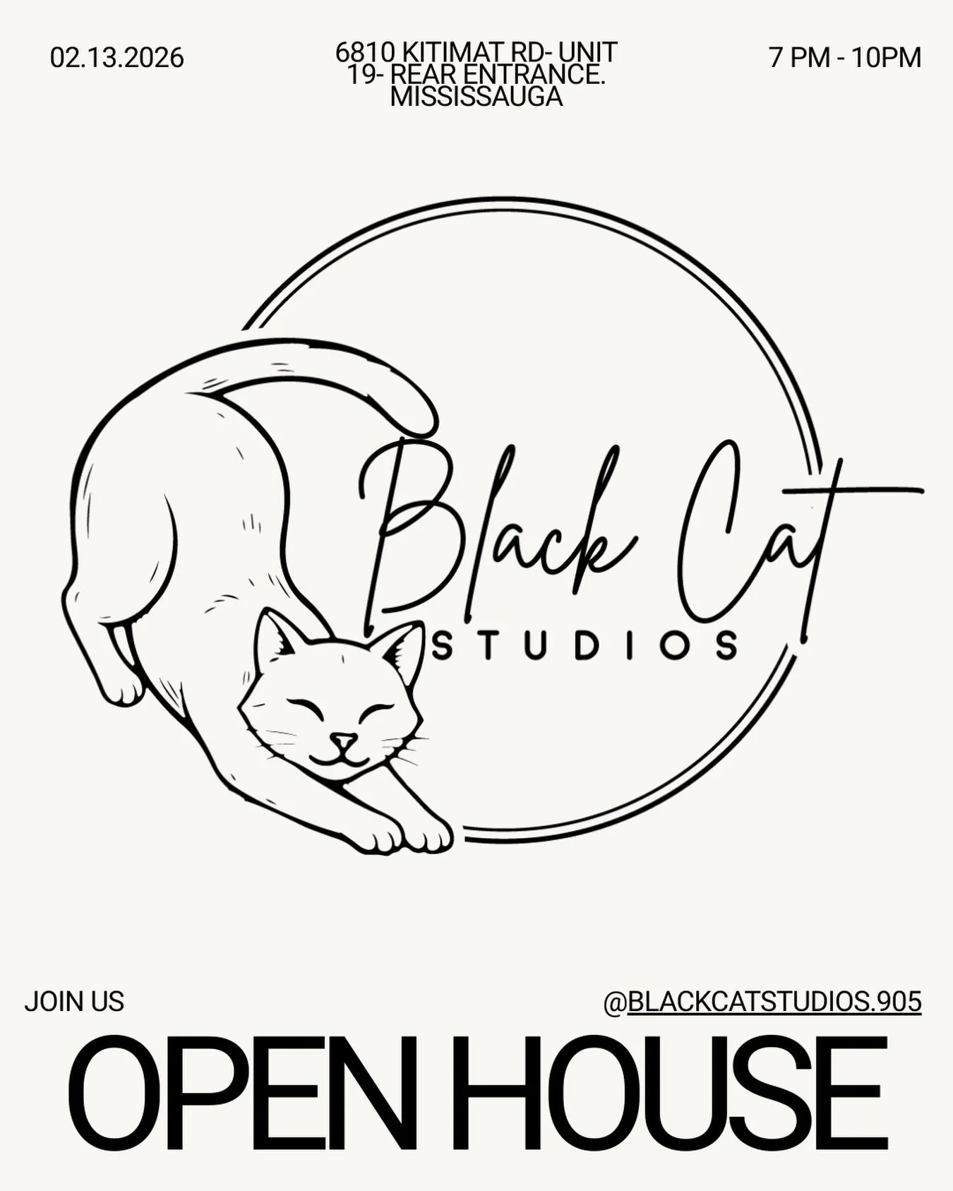 It&rsquo;s officially time 🖤🐾 

Join us this Friday Feb 13, 2026 from 7pm to 10pm for an open house to tour the new space. Come take photos, meet new people, or just say hi!

It&rsquo;s been a busy few months but finally I&rsquo;m so excited to sha