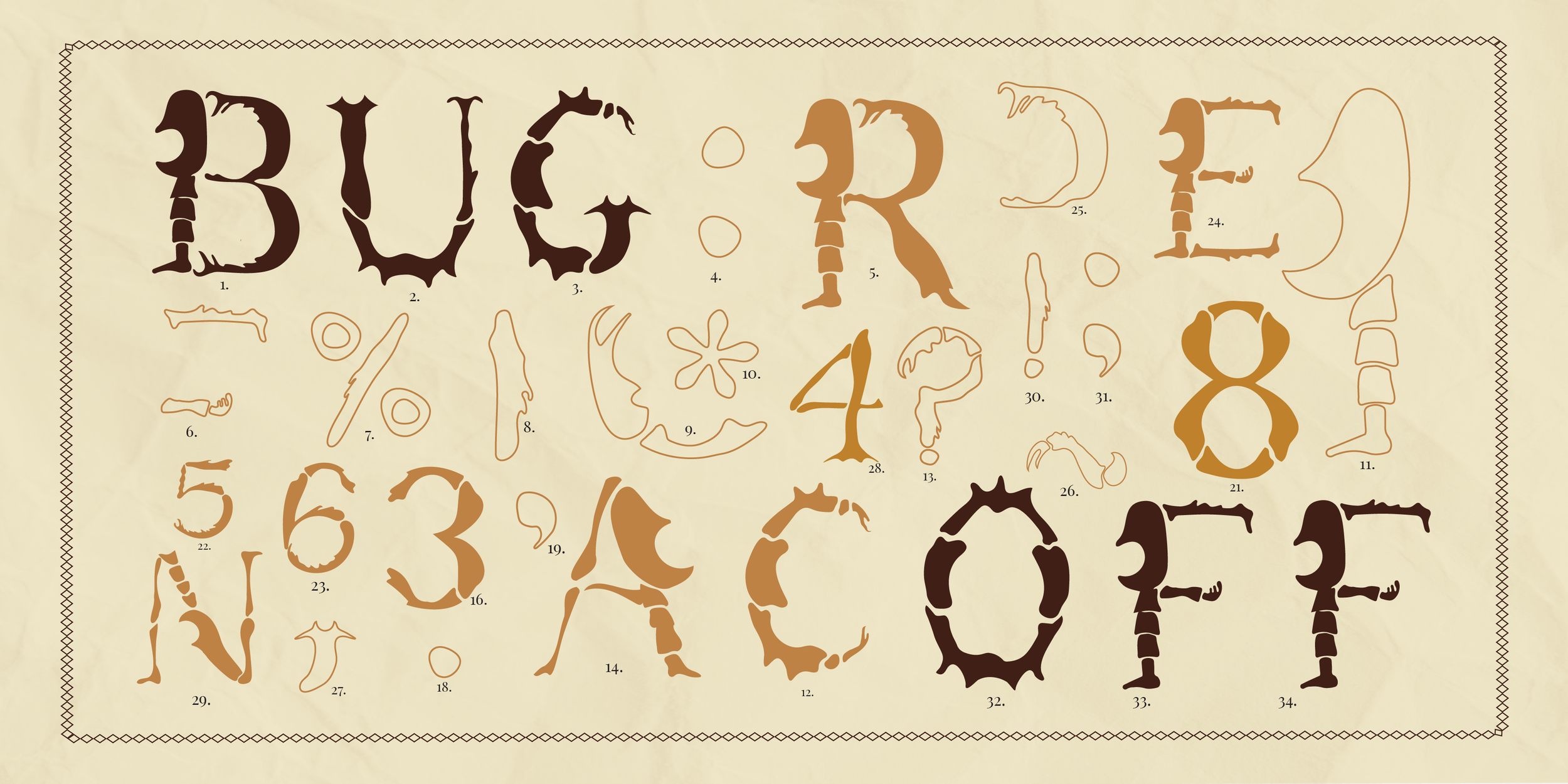 Experimental typeface "Bug Off"