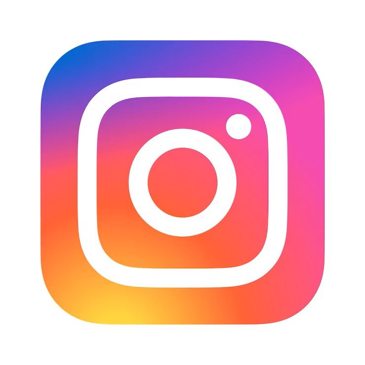 Instagram logo with a colorful gradient background.