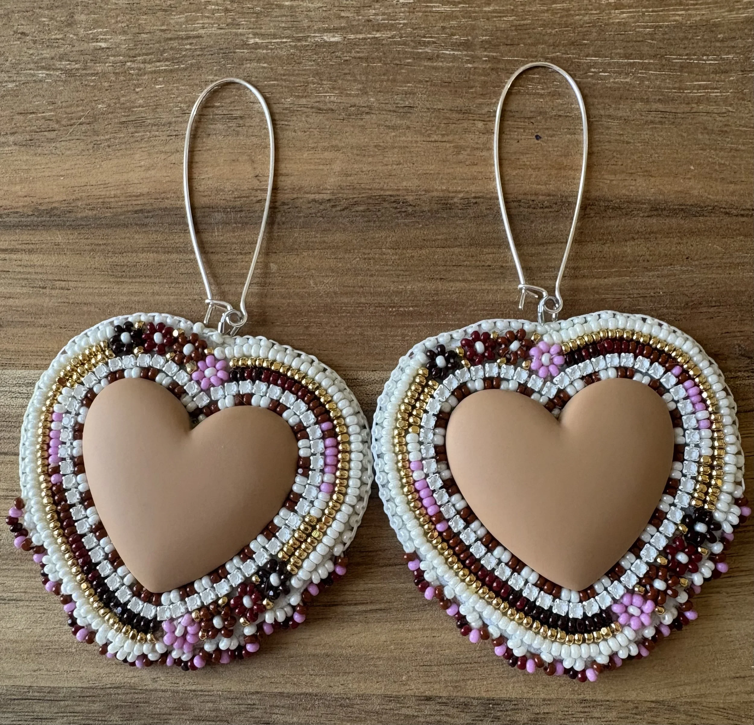 Pink and Brown Matte Hearts