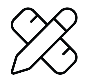 A black icon of a pencil and a ruler crossed.
