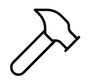 Silhouette of a hammer with a curved handle