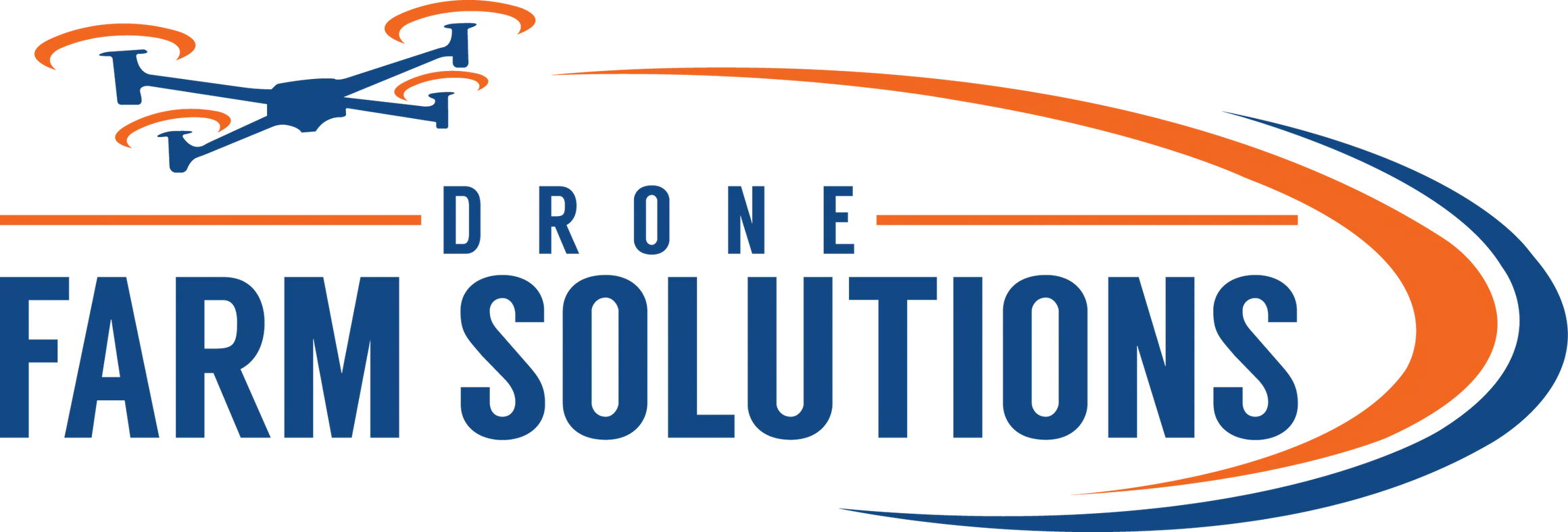 Logo for Drone Arm Solutions featuring a drone graphic and stylized orange and blue swoosh lines.