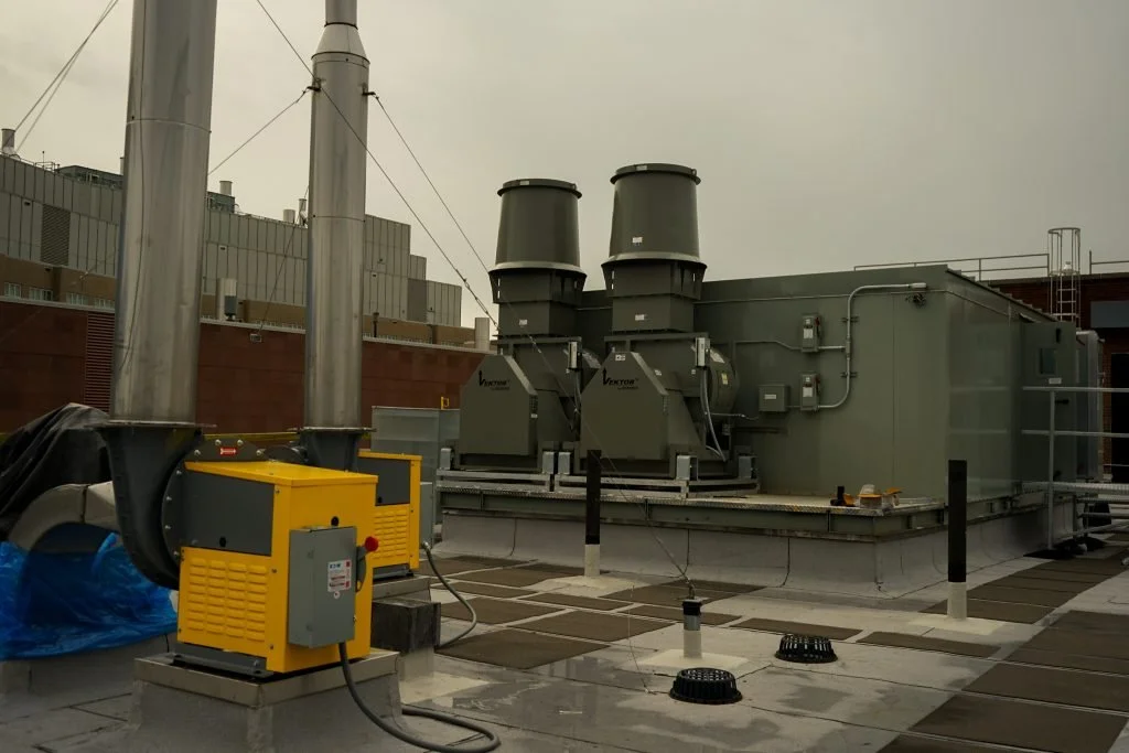 Roof Mounted Energy recovery system designed to provide efficient energy recovery to Yale