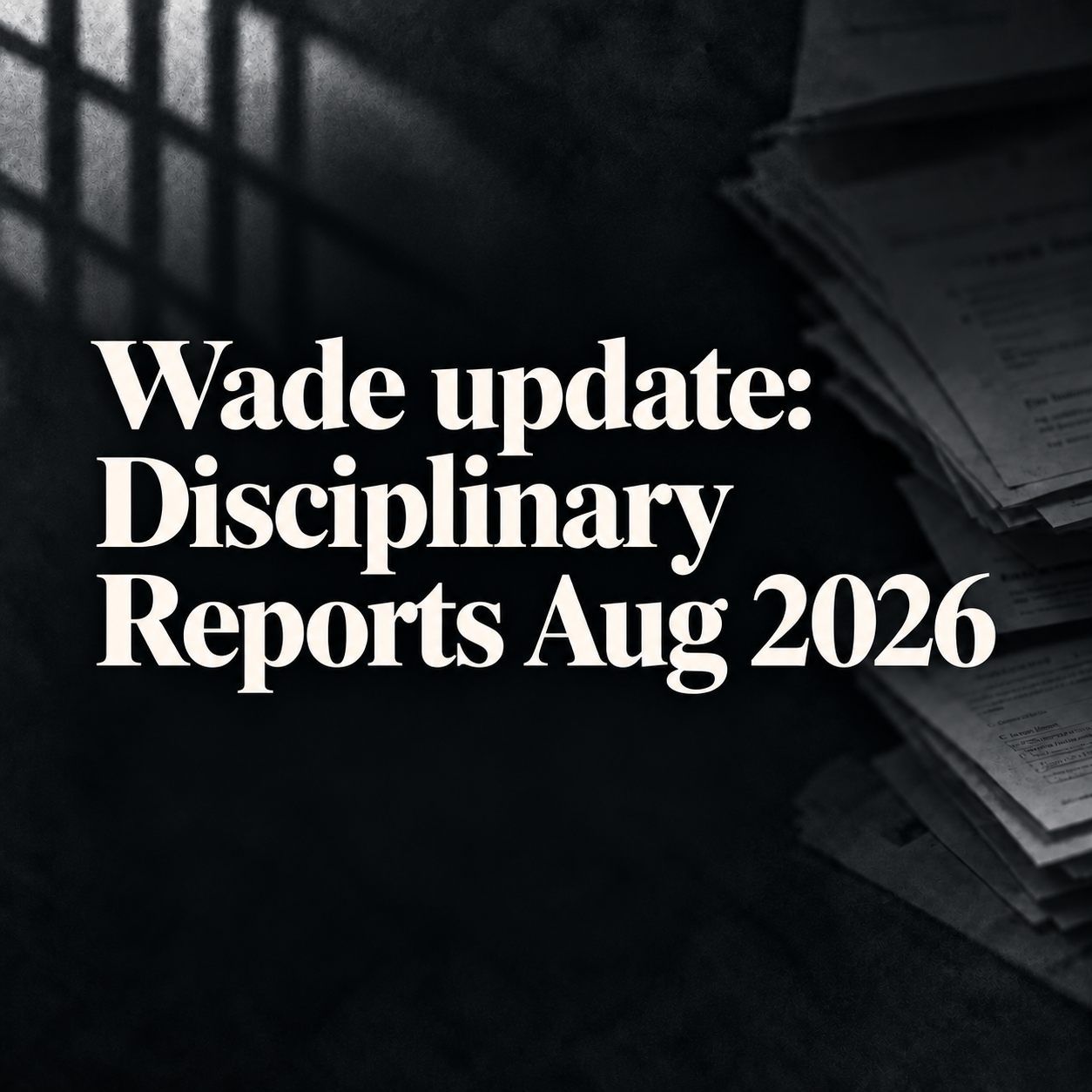 Wade Update: August 2026 Disciplinary Reports