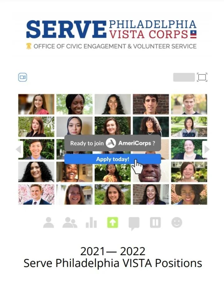 Front Cover of the 2021-2021 Serve Philadelphia VISTA Positions