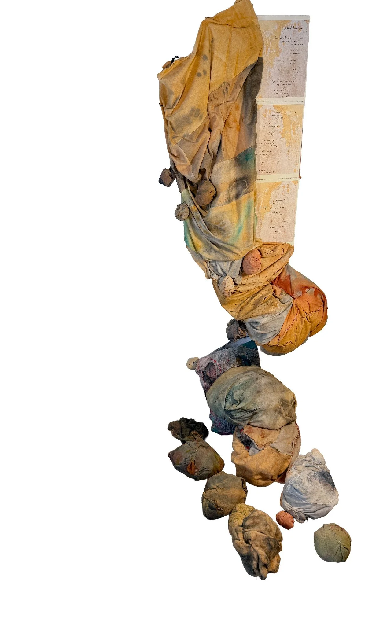 Wait/weight: Earth pigment and soy, Cotton, silk, wool, 52x22x10