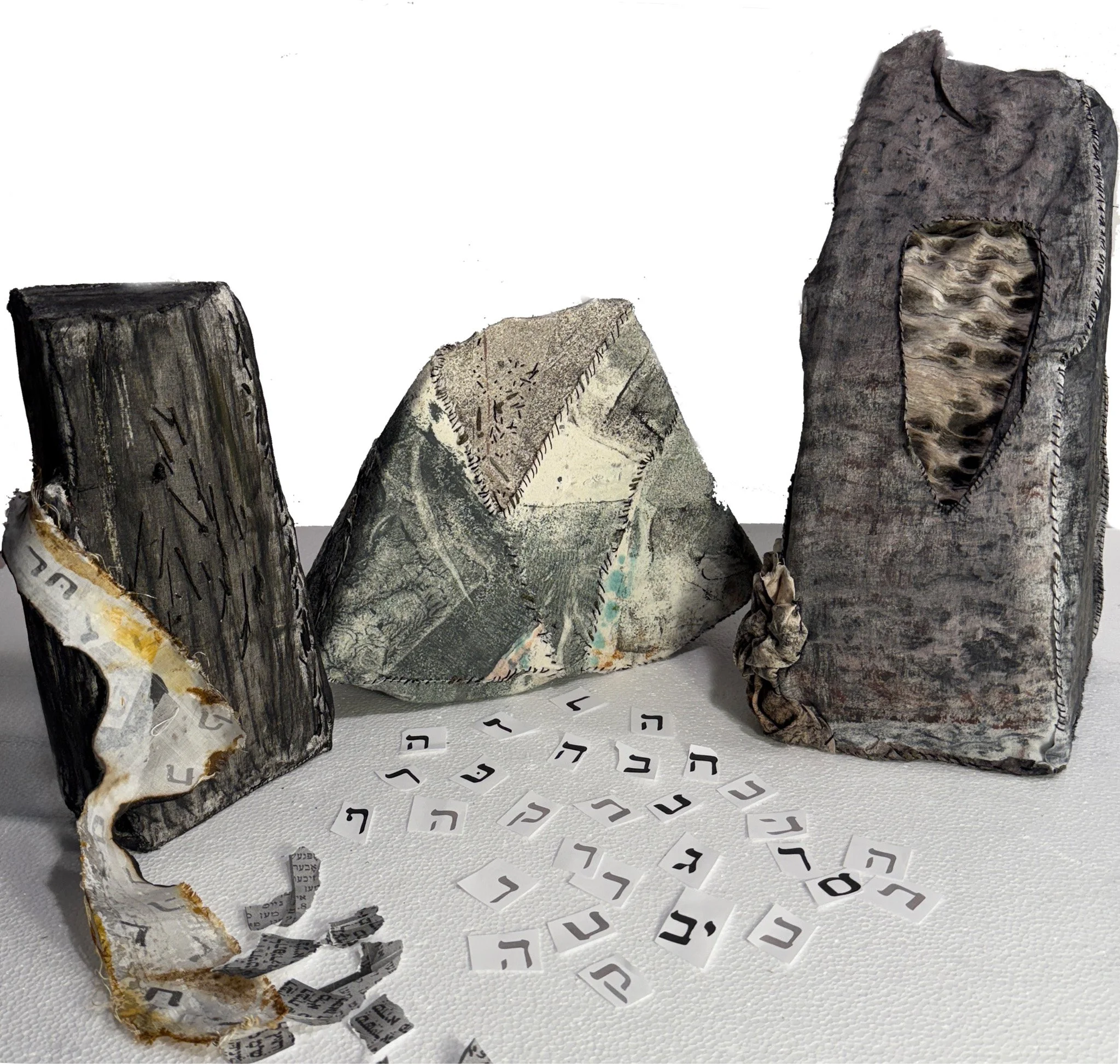 Fragility of Language: wood, linen, paper, printed, stitched, 23x17x10
