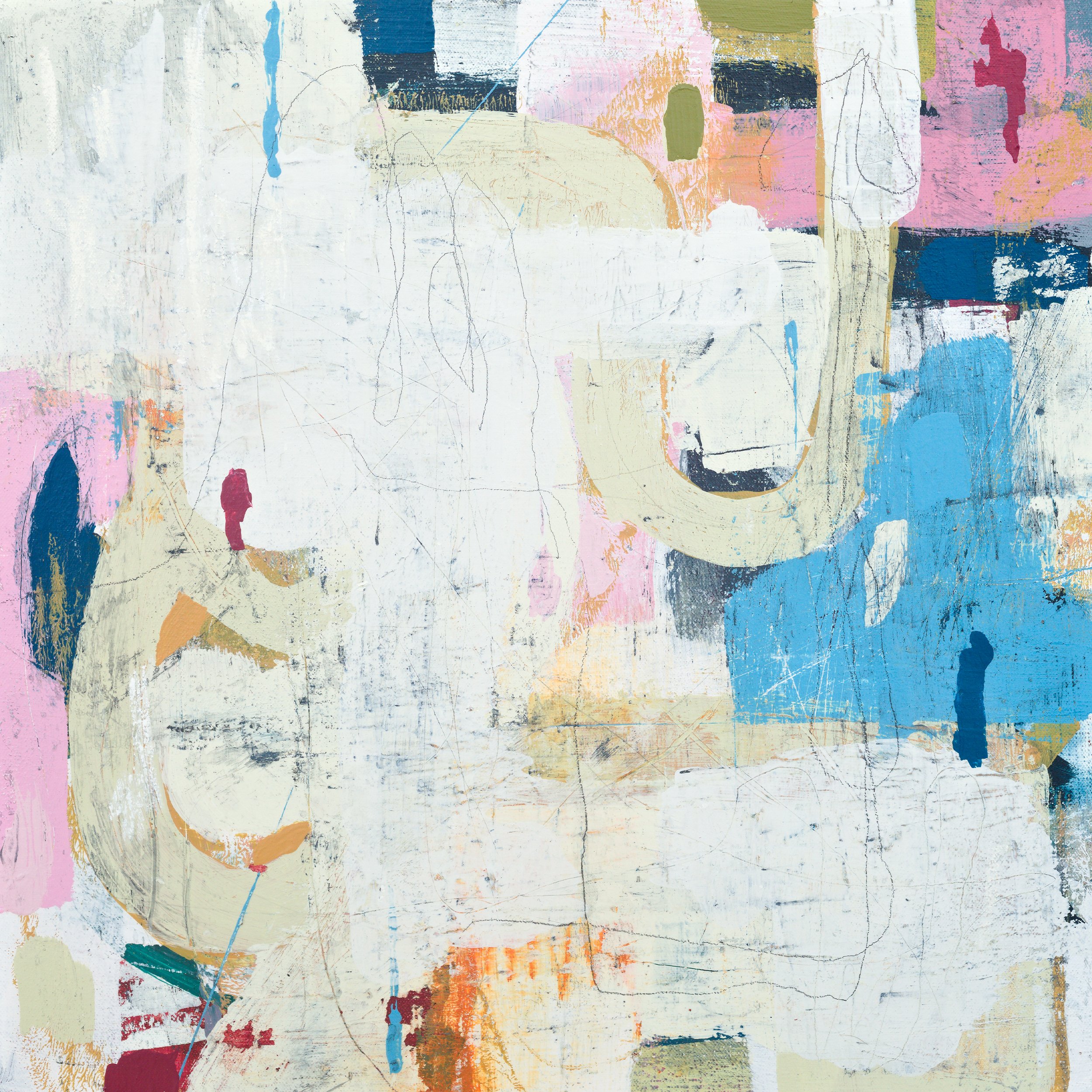 Eating Ice Cream On The Balcony - Acrylic Pastel Graphite - 40x40cm - 2025