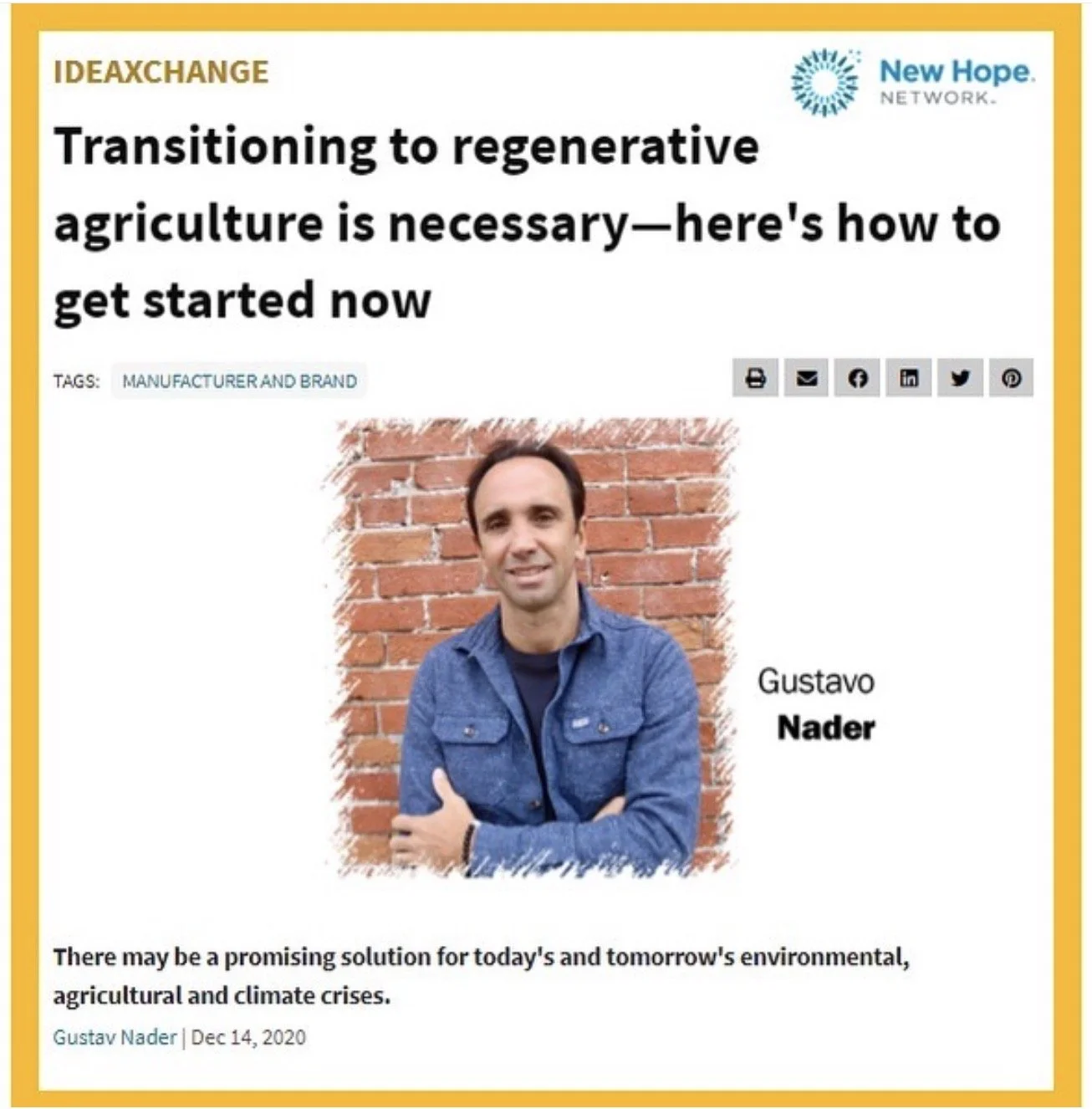 Editorial Contribution to New Hope Network’s IdeaXchange