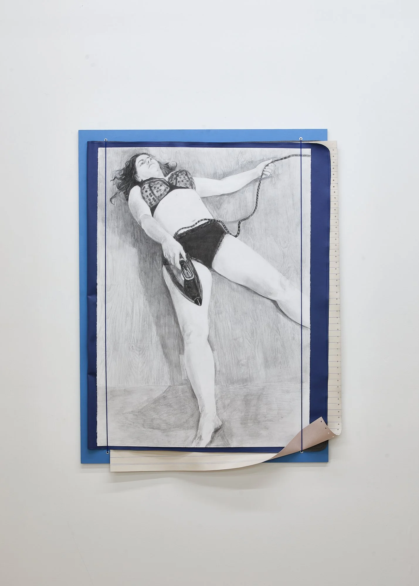 'Pressed,' 2026. Graphite and black pencil on paper. 