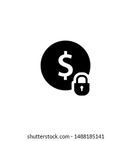 Black circle with a dollar sign and a padlock icon.