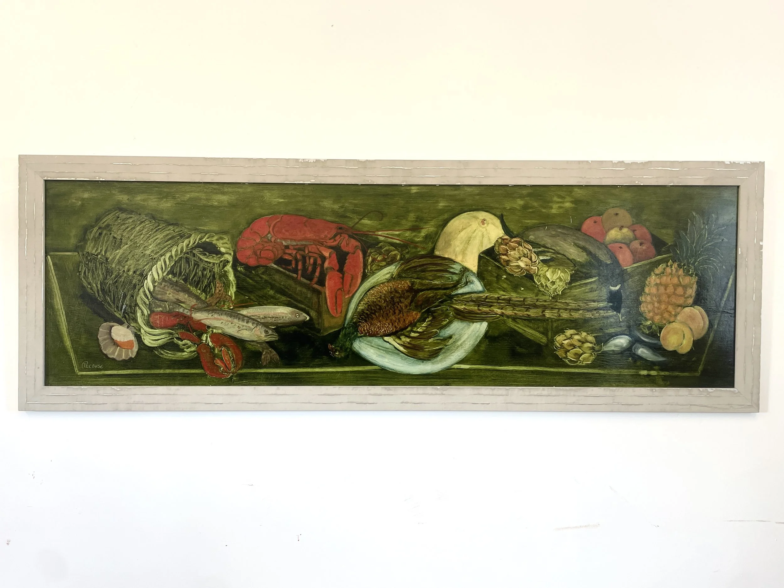 A vintage mid century Continental still life oil painting