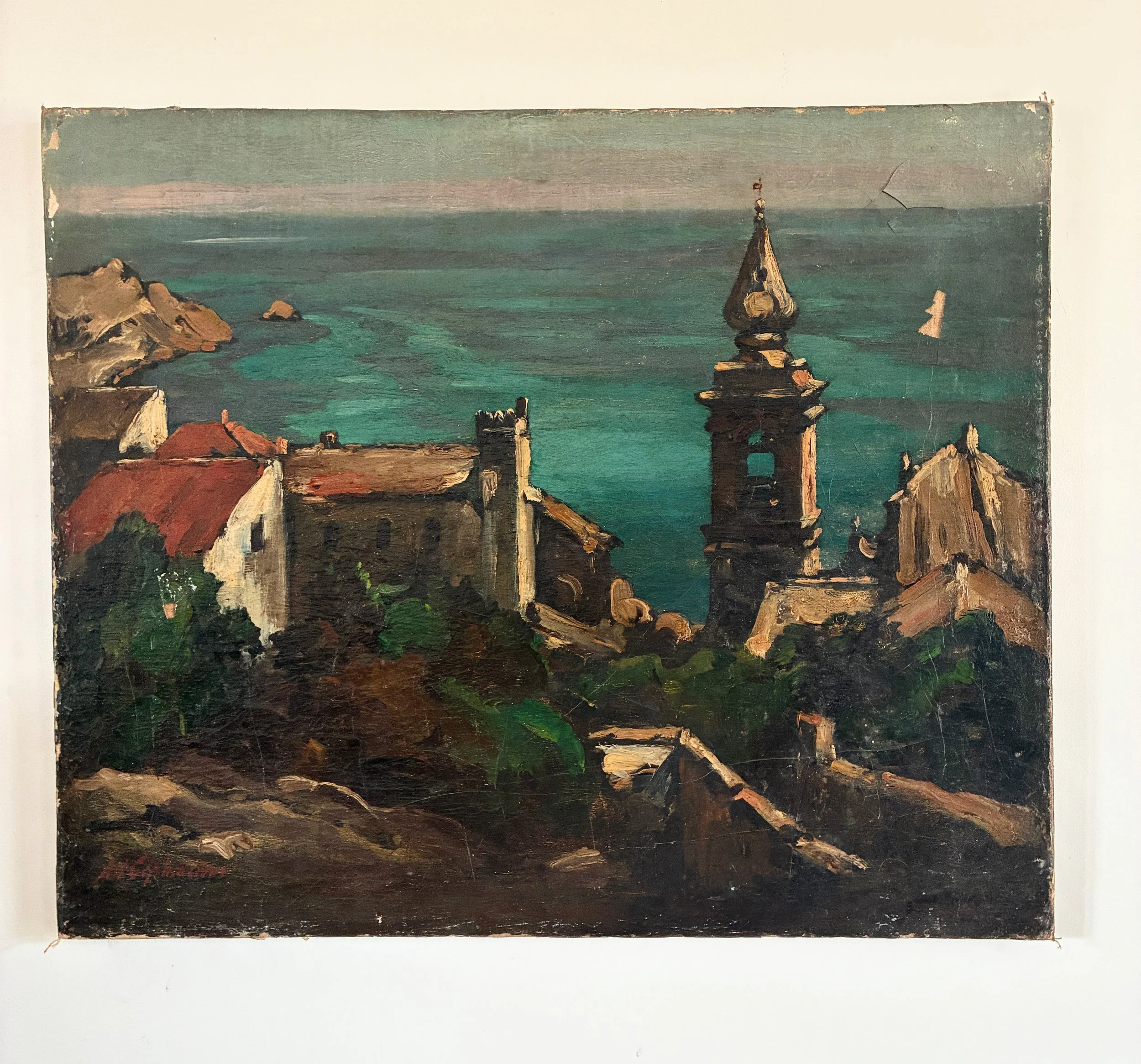 A vintage continental landscape oil on canvas