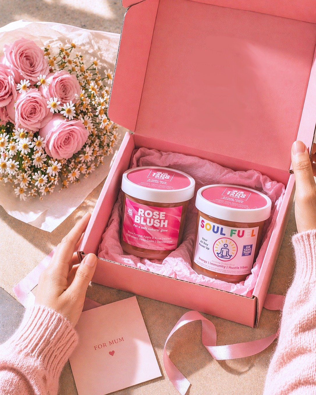 What if Mother&rsquo;s Day felt like this? 💗

Our Mother&rsquo;s Day Gift Set is made for the kind of care you don&rsquo;t always say out loud.

&bull; Rose Blush - apple, snow fungus &amp; rose (soft, floral, calming)
&bull; A nourishing soup of yo
