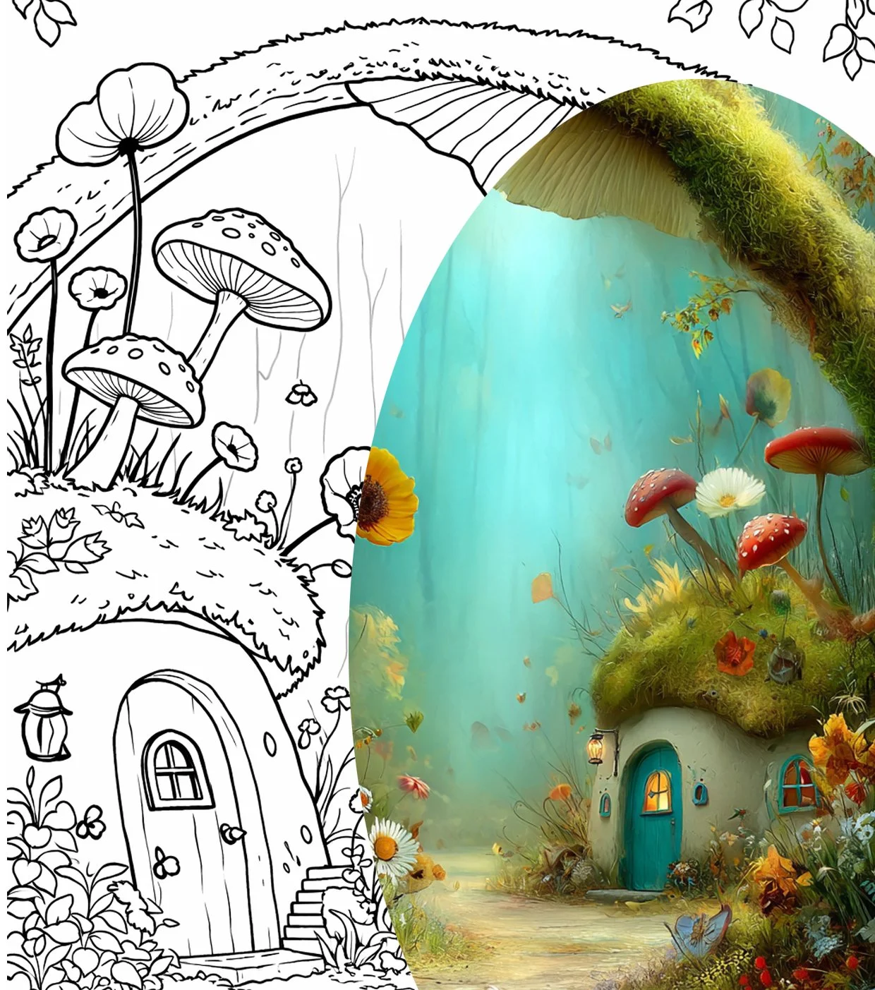 Flobitwald-Ausmalbild-halbausgemalt