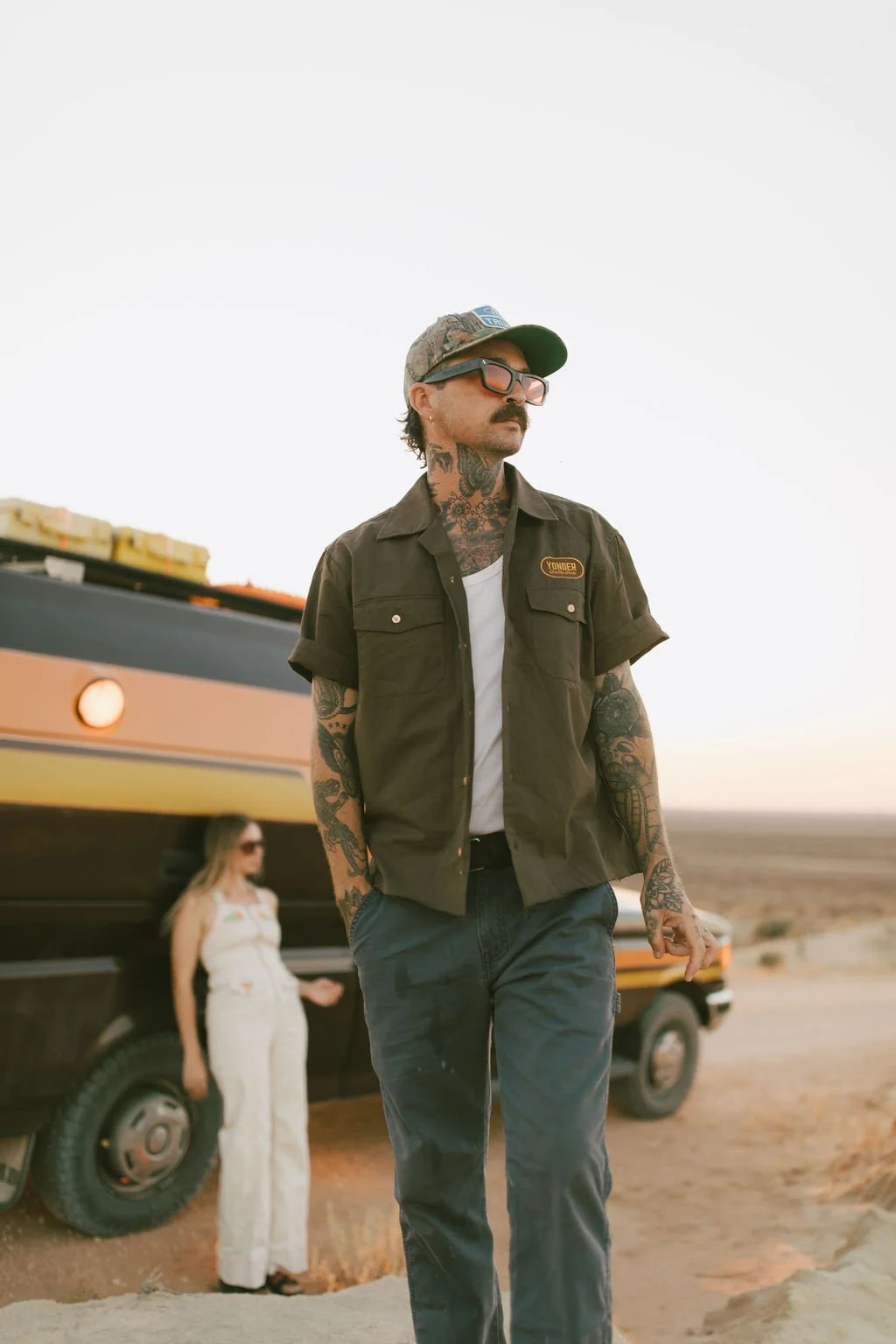 Photography mentoring session, capturing a couple with their Ford, turned Caravan.