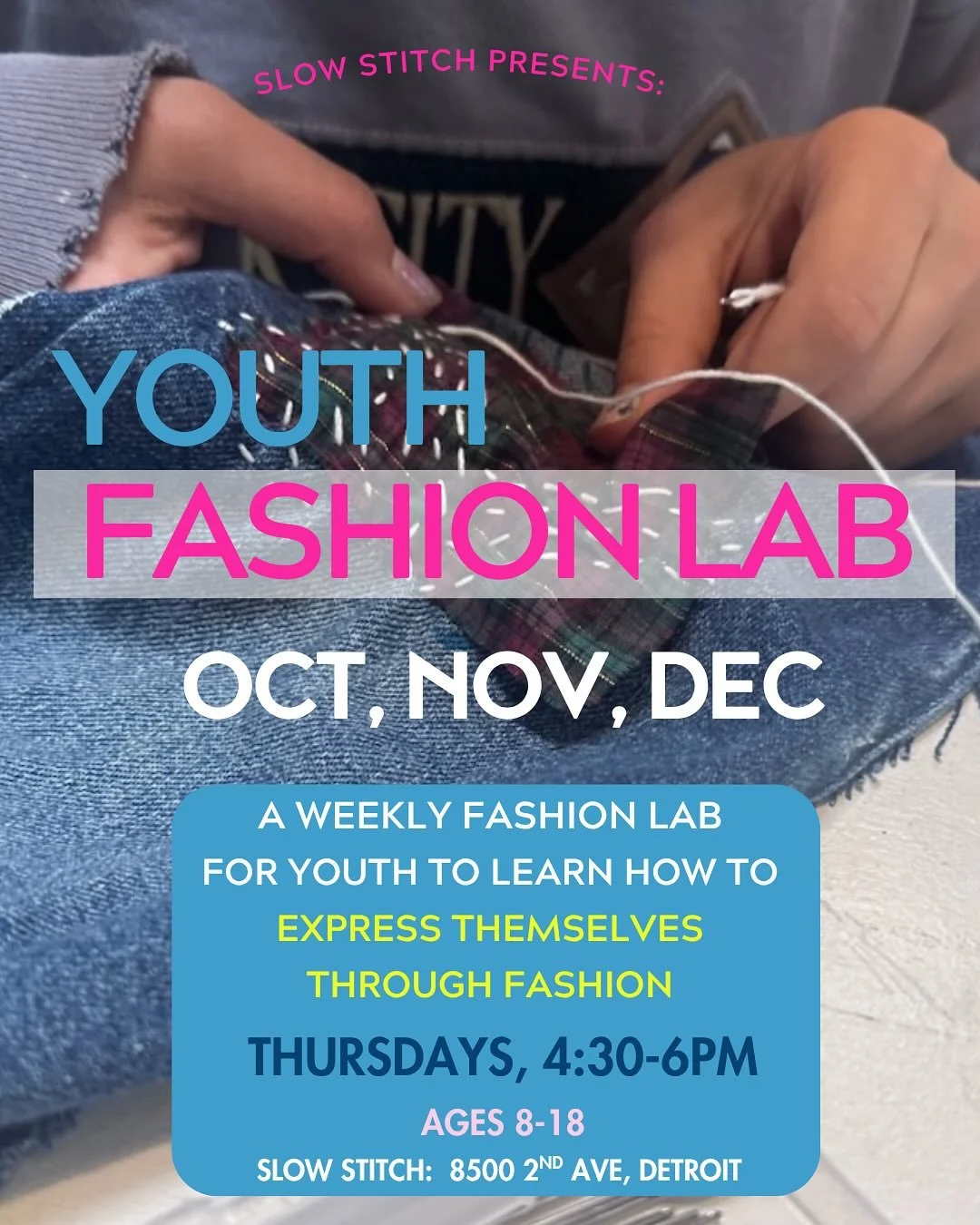 Join us this fall for our Youth Fashion Design Lab, where young makers learn the art of expressing themselves through fashion. 

Students learn from professional designers and learn the important of slow/sustainable fashion.  We meet students where t