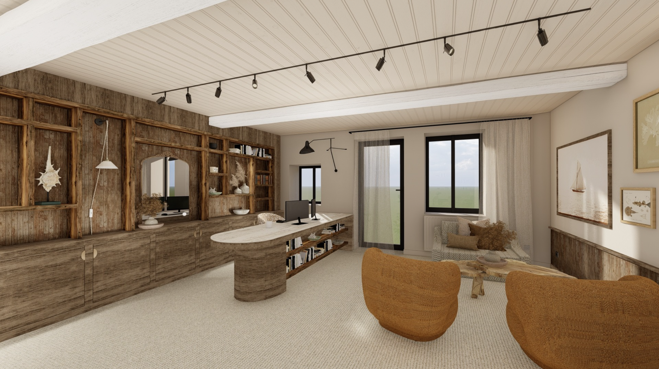 Meuble sur mesure pour un bureau meuble en vieux bois prestation décoration d'intérieur