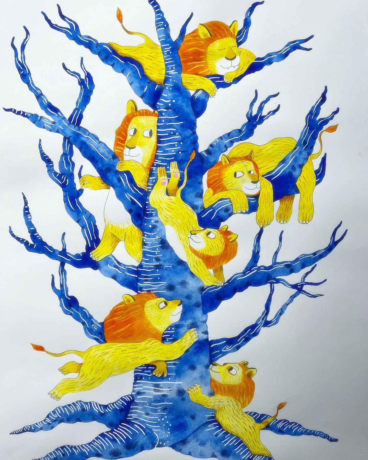 Lions climbing trees in Mariatorget. #lions #illustration #play #work #p&aring;gatand&auml;rjagbor