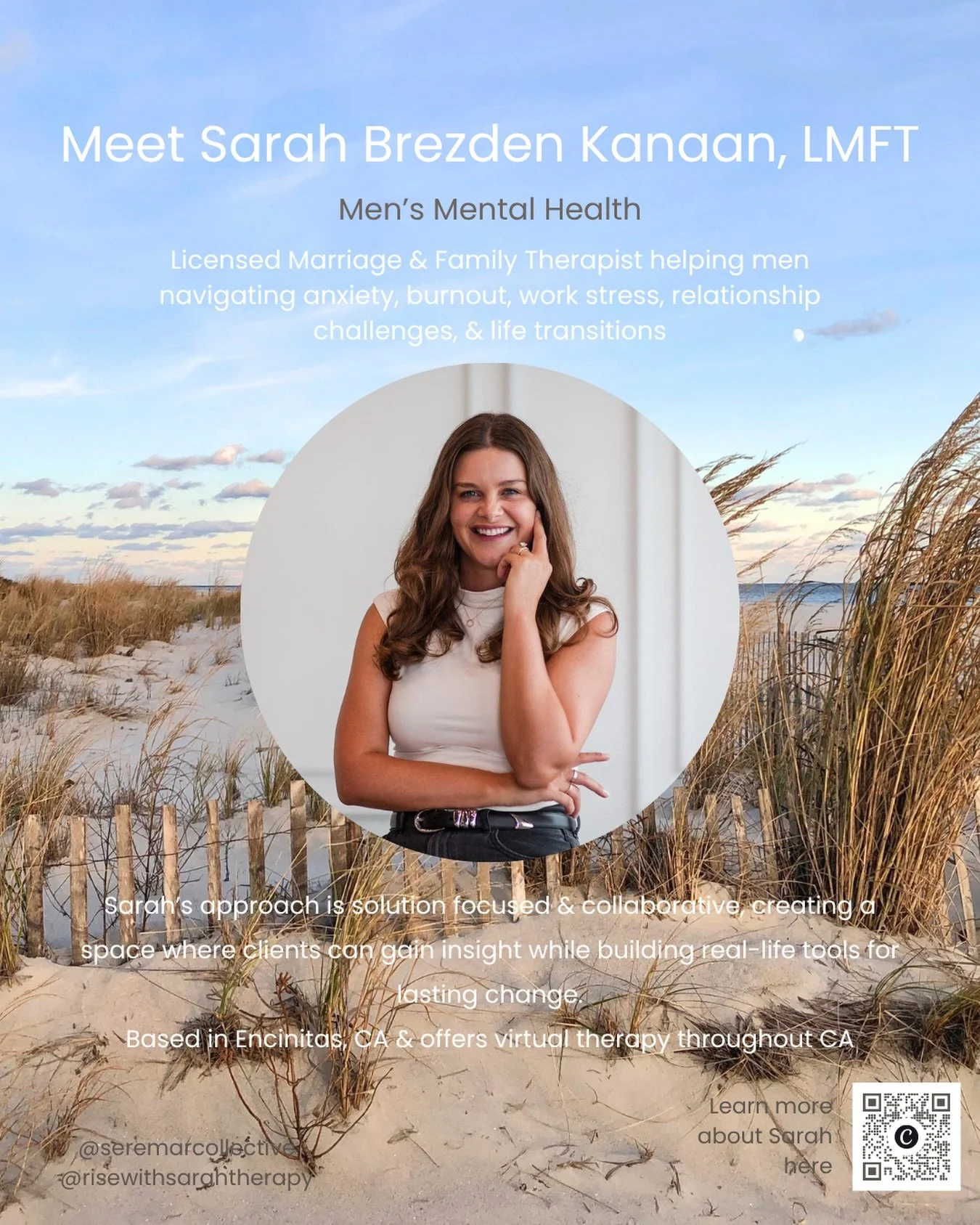 We&rsquo;re excited to introduce Sarah Brezden Kanaan, Licensed Marriage &amp; Family Therapist. We are pleased to have Sarah at Seremar. She is in private practice and shares office space with us. You can learn more about her work at https://www.ris