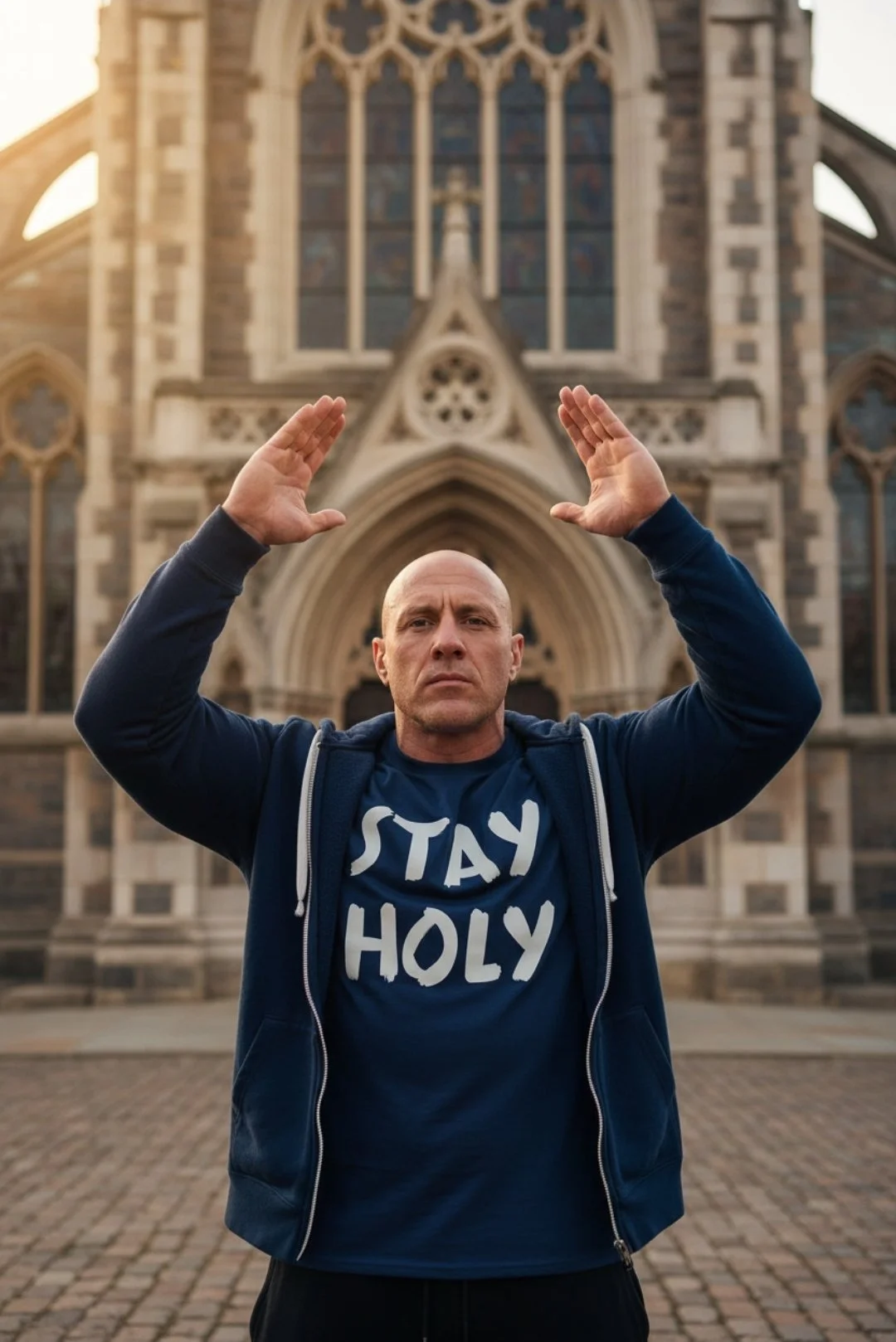 Navy Blue GLOW IN THE DARK “Stay Holy” Faith Based T-Shirt